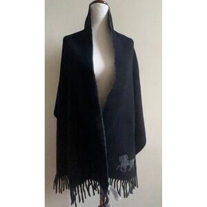 NEW COACH HORSE & CARRIAGE DOULE FACE OVERSIZED WOOL REVERSIBLE WRAP SHAWL SCARF